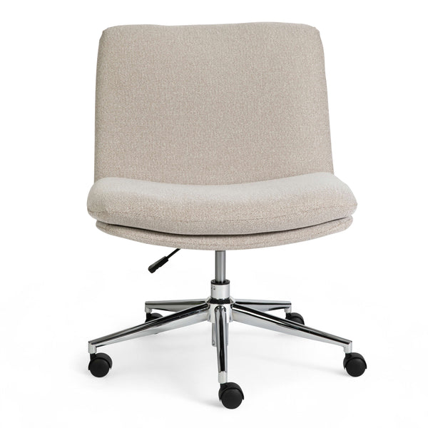 Grey White Fabric/Polished Nickel Frame |#| Fabric Swivel Home Office Chair with Wide Seat - Grey White/Polished Nickel