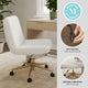 White Boucle/Polished Brass Frame |#| Boucle Swivel Home Office Chair with Wide Seat - Off White/Polished Brass