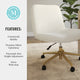 White Boucle/Polished Brass Frame |#| Boucle Swivel Home Office Chair with Wide Seat - Off White/Polished Brass