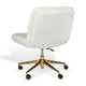 White Boucle/Polished Brass Frame |#| Boucle Swivel Home Office Chair with Wide Seat - Off White/Polished Brass