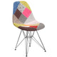 Milan Patchwork |#| Milan Upholstered Patchwork Fabric Accent Side Chair with Chrome Base