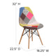 Milan Patchwork |#| Upholstered Patchwork Fabric Accent Side Chair with Wooden Legs