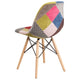 Milan Patchwork |#| Upholstered Patchwork Fabric Accent Side Chair with Wooden Legs