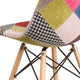 Milan Patchwork |#| Upholstered Patchwork Fabric Accent Side Chair with Wooden Legs