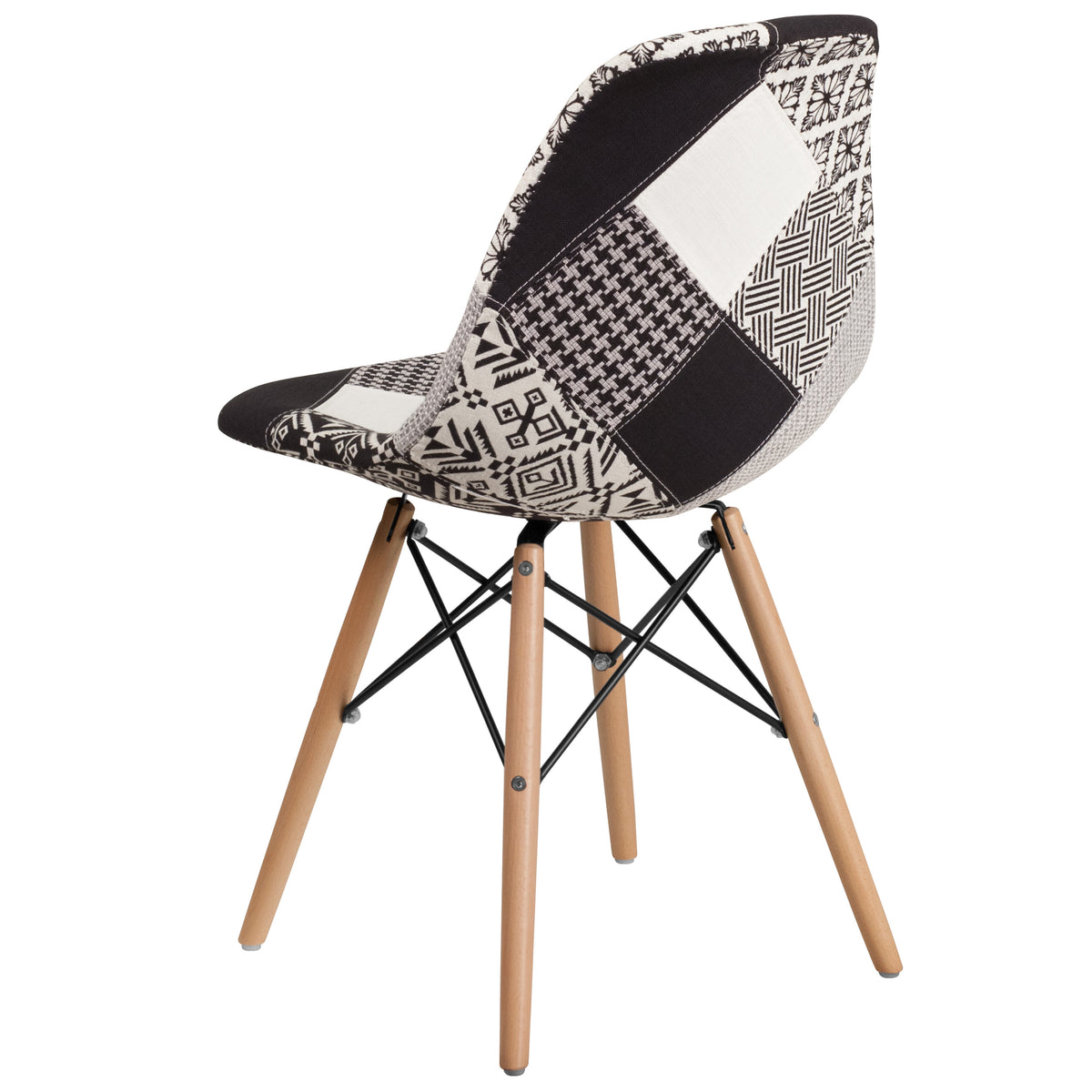 Turin Patchwork |#| Patchwork Fabric Chair with Wooden Legs - Hospitality Seating - Side Chair