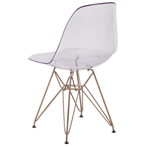 Ghost Chair with Gold Metal Base - Hospitality Seating - Accent and Side Chair