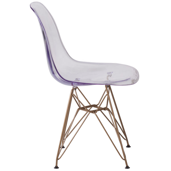 Ghost Chair with Gold Metal Base - Hospitality Seating - Accent and Side Chair