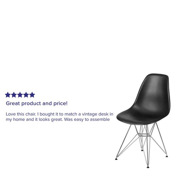 Black |#| Black Plastic Chair w/ Chrome Base - Hospitality Seating - Accent and Side Chair