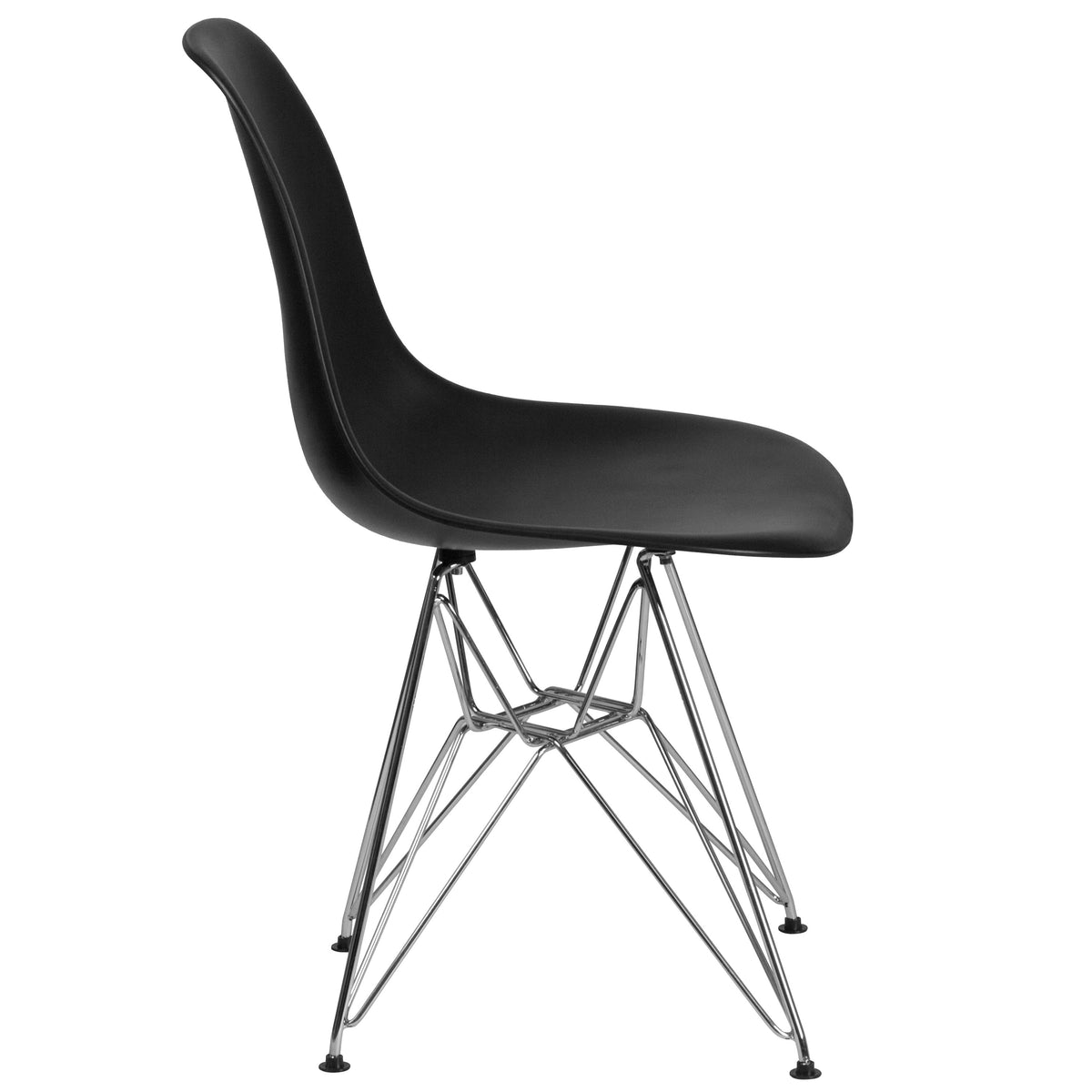Black |#| Black Plastic Chair w/ Chrome Base - Hospitality Seating - Accent and Side Chair