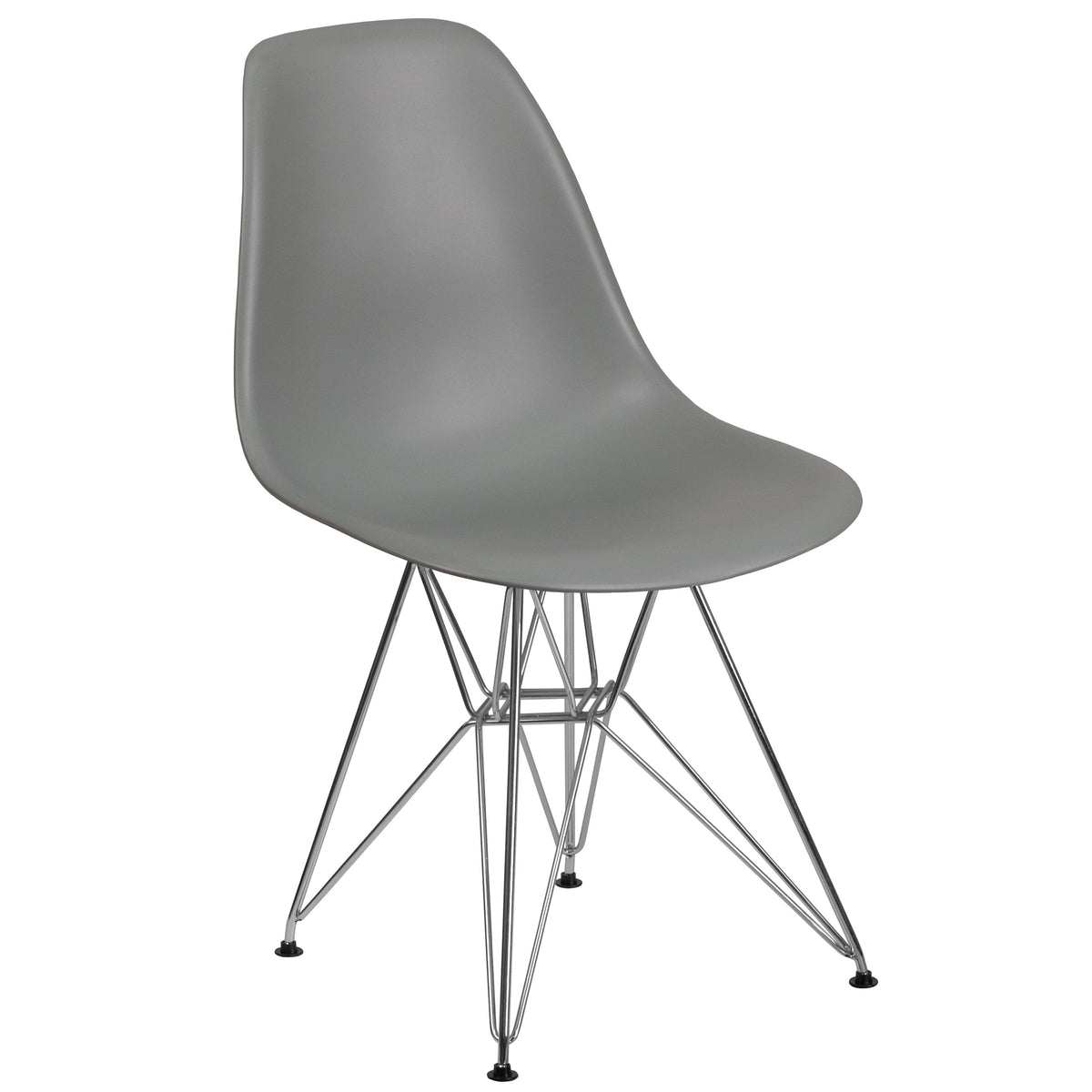 Moss Gray |#| Moss Gray Plastic Chair-Chrome Base - Hospitality Seating - Accent & Side Chair