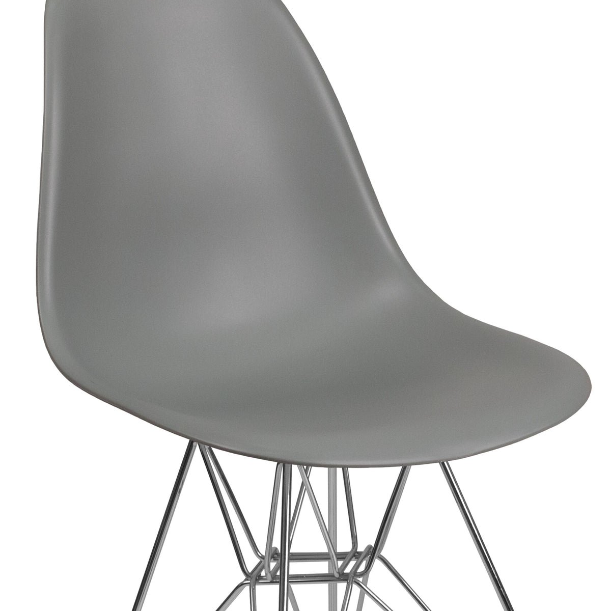 Moss Gray |#| Moss Gray Plastic Chair-Chrome Base - Hospitality Seating - Accent & Side Chair