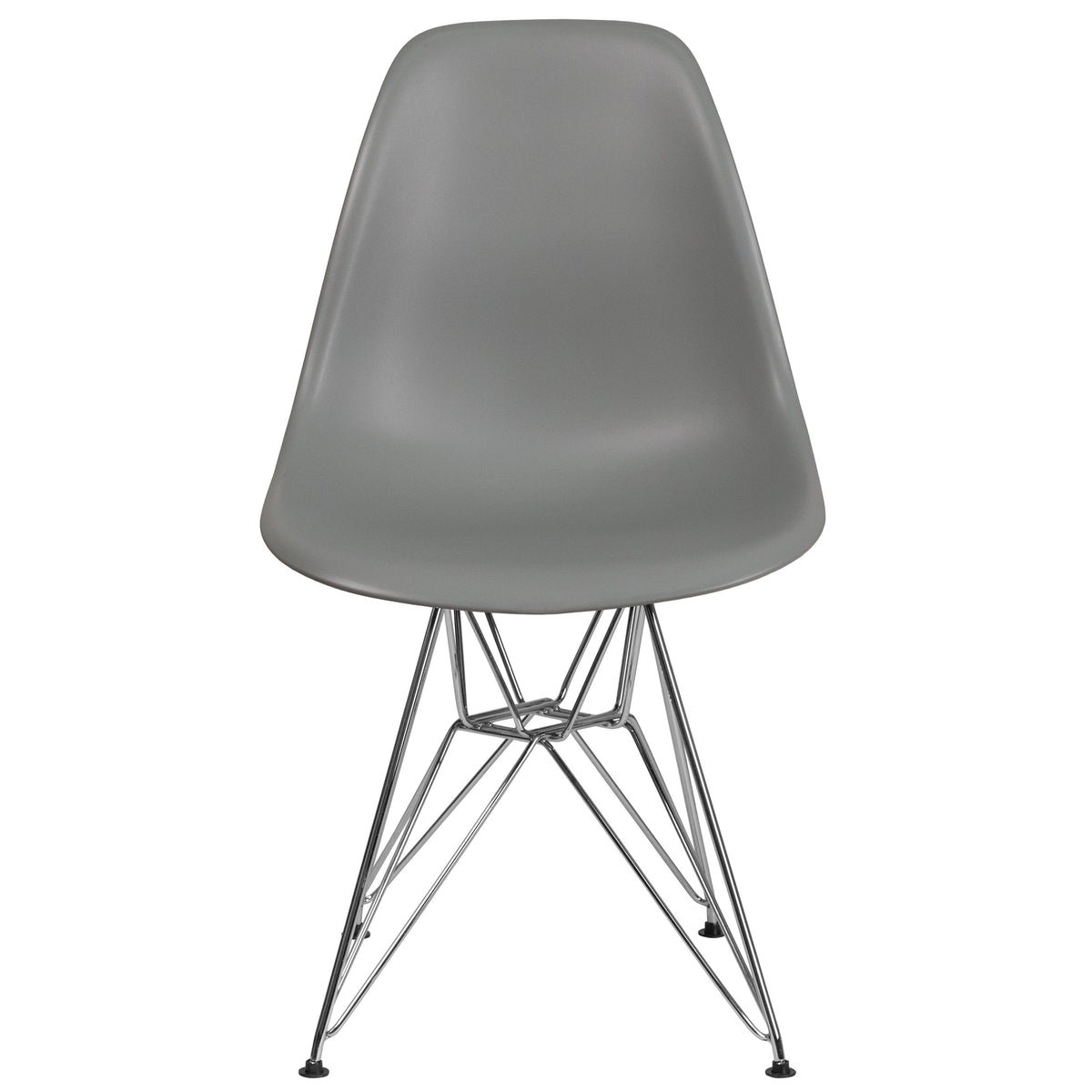 Moss Gray |#| Moss Gray Plastic Chair-Chrome Base - Hospitality Seating - Accent & Side Chair