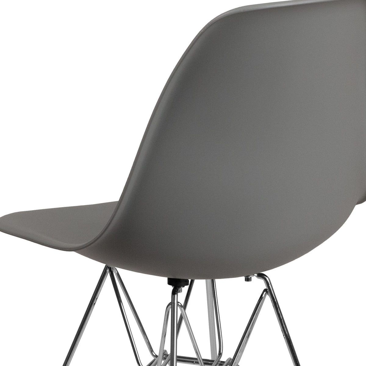 Moss Gray |#| Moss Gray Plastic Chair-Chrome Base - Hospitality Seating - Accent & Side Chair