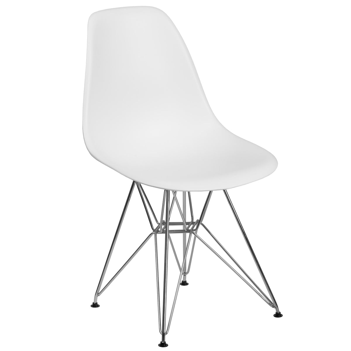 White |#| White Plastic Chair w/ Chrome Base - Hospitality Seating - Accent and Side Chair