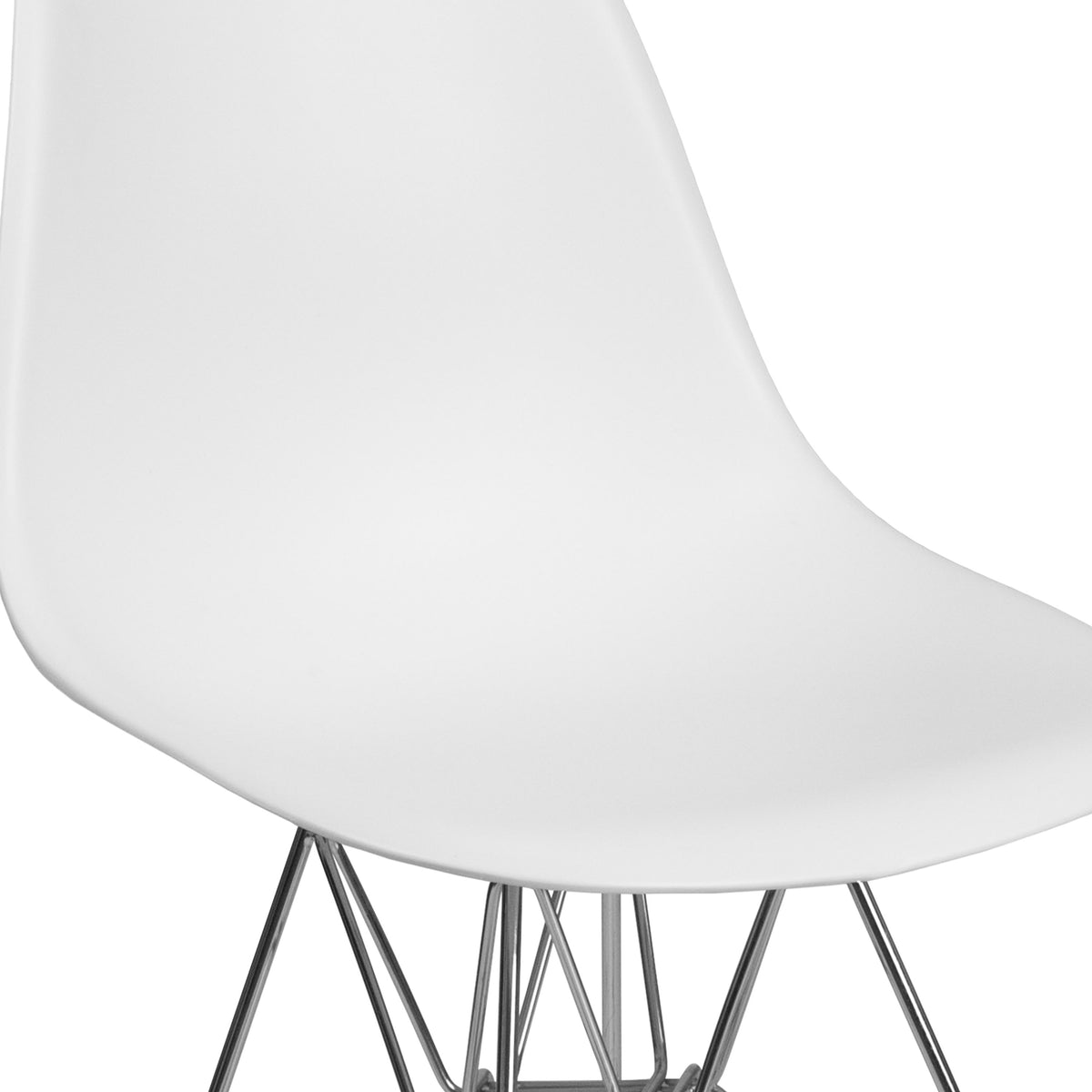 White |#| White Plastic Chair w/ Chrome Base - Hospitality Seating - Accent and Side Chair