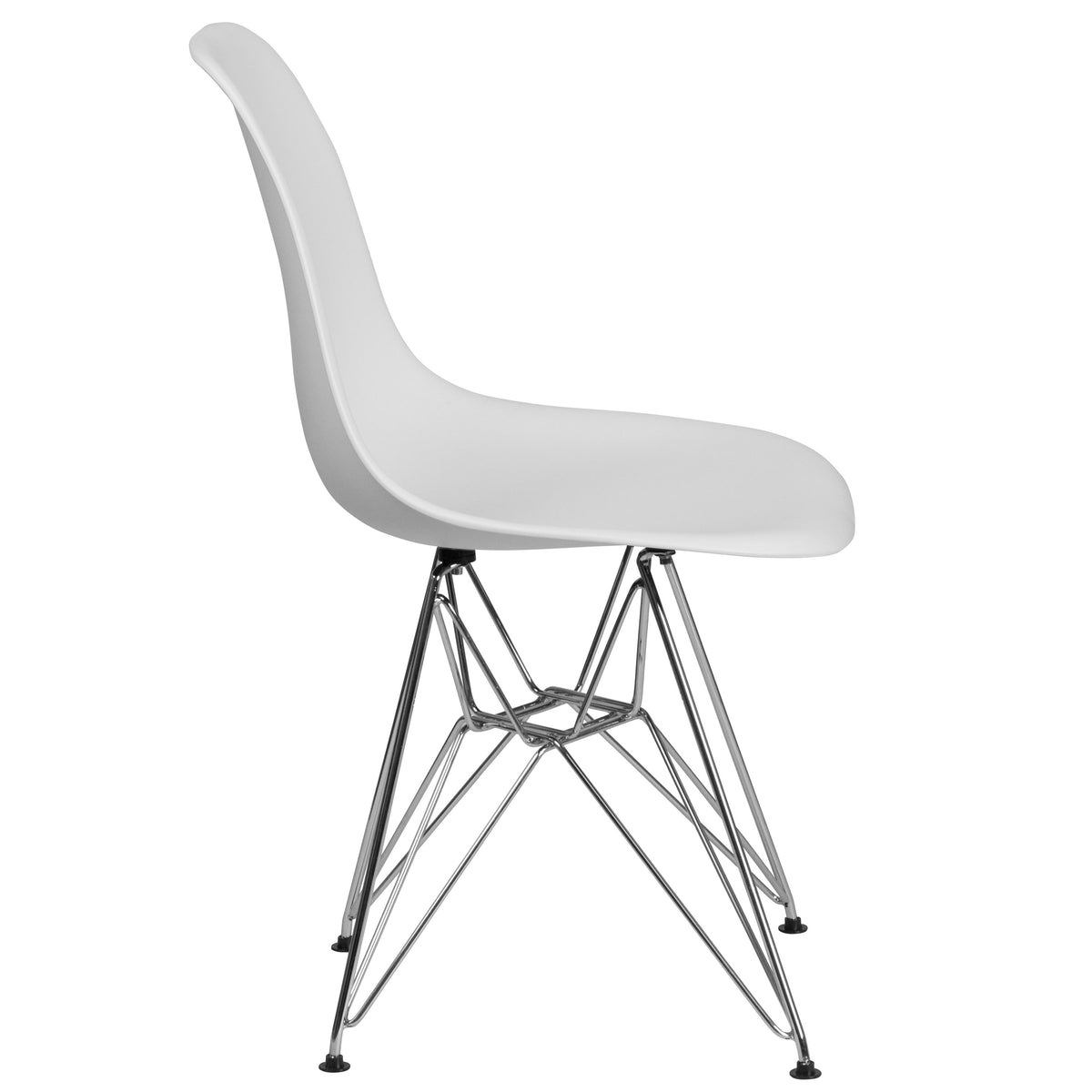 White |#| White Plastic Chair w/ Chrome Base - Hospitality Seating - Accent and Side Chair