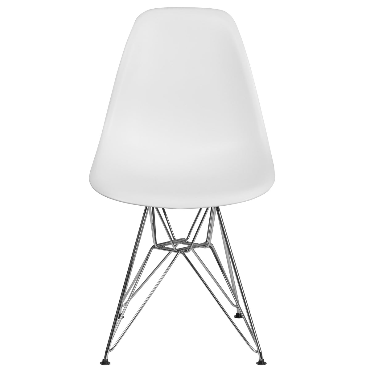White |#| White Plastic Chair w/ Chrome Base - Hospitality Seating - Accent and Side Chair