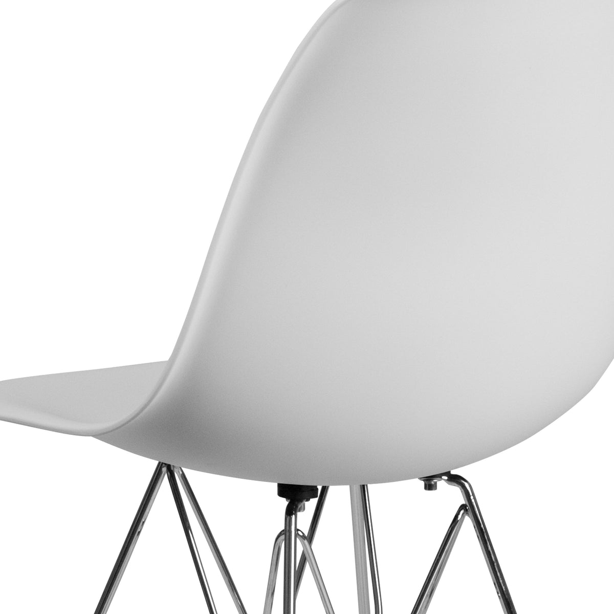 White |#| White Plastic Chair w/ Chrome Base - Hospitality Seating - Accent and Side Chair