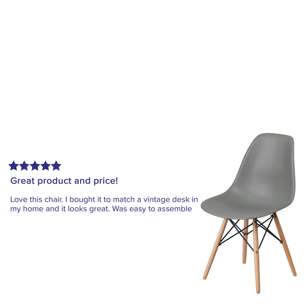 Moss Gray |#| Moss Gray Plastic Chair with Wooden Legs - Hospitality Seating - Side Chair