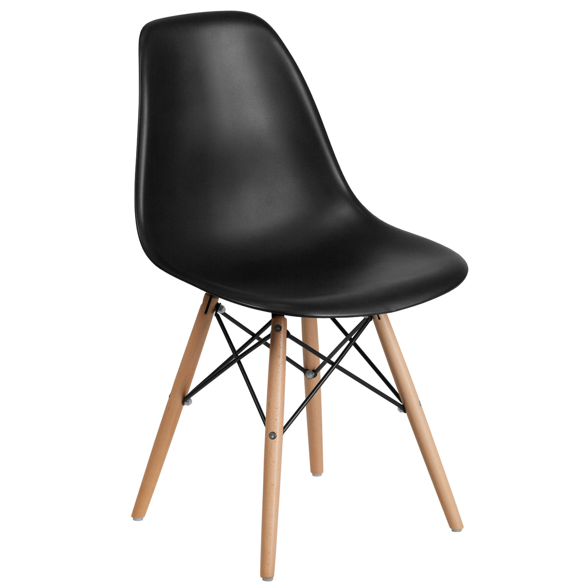 Black |#| Black Plastic Chair with Wooden Legs - Hospitality Seating - Side Chair