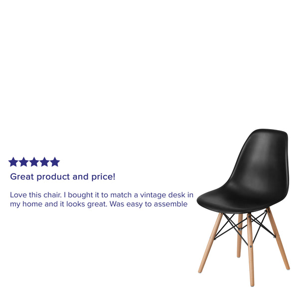 Black |#| Black Plastic Chair with Wooden Legs - Hospitality Seating - Side Chair