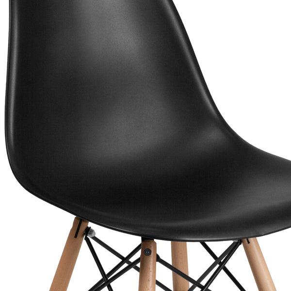 Black |#| Black Plastic Chair with Wooden Legs - Hospitality Seating - Side Chair