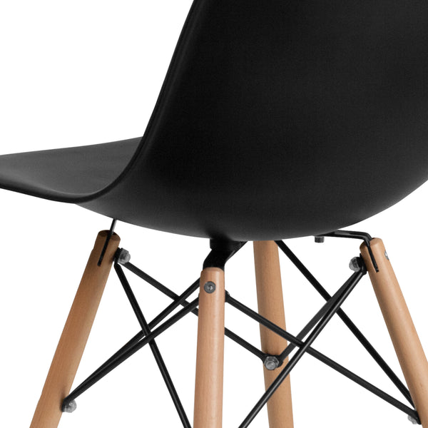 Black |#| Black Plastic Chair with Wooden Legs - Hospitality Seating - Side Chair