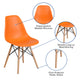 Orange |#| Orange Plastic Chair with Wooden Legs - Hospitality Seating - Side Chair