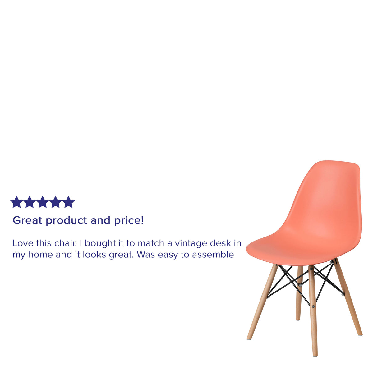Peach |#| Peach Plastic Chair with Wooden Legs - Hospitality Seating - Side Chair