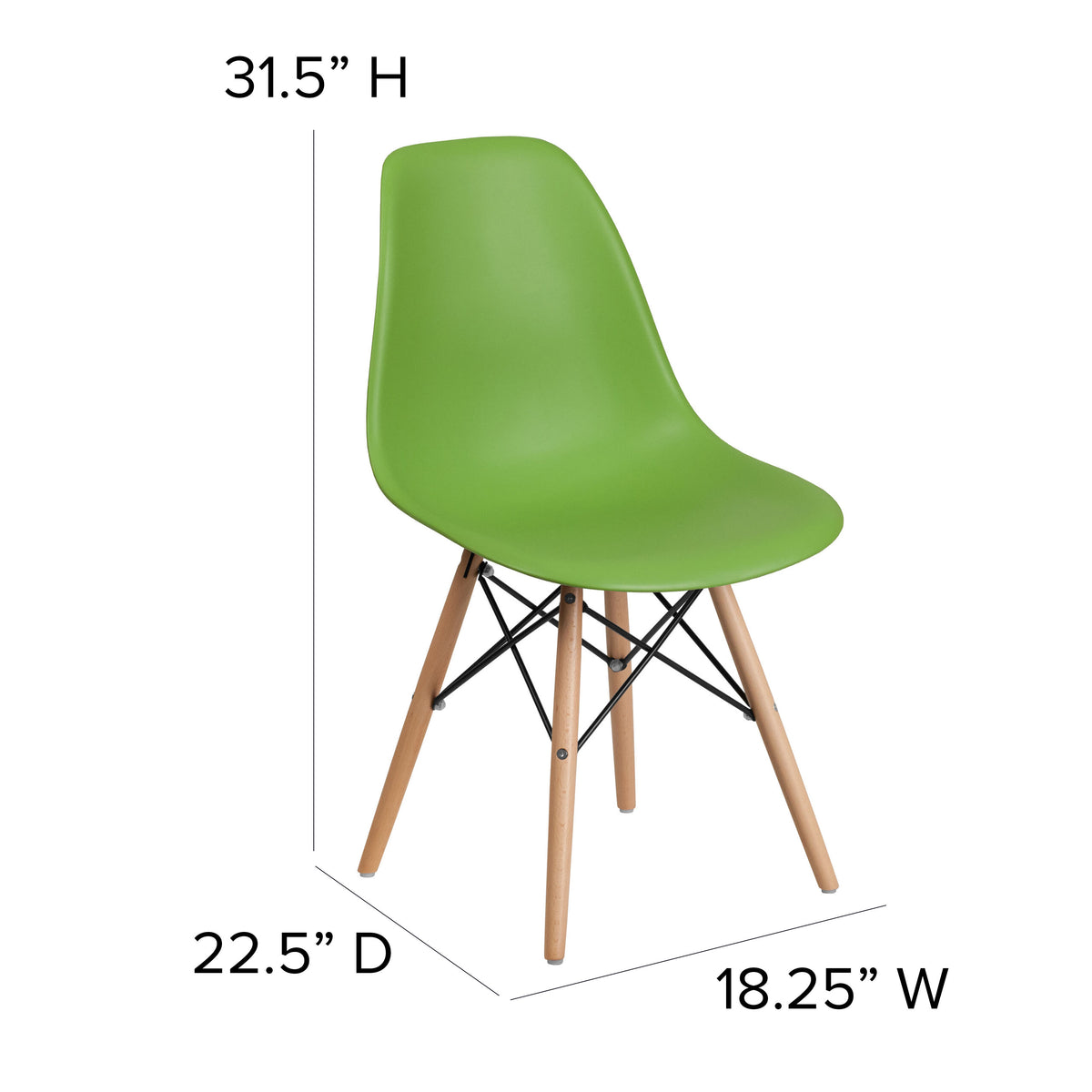 Green |#| Green Plastic Chair with Wooden Legs - Hospitality Seating - Side Chair