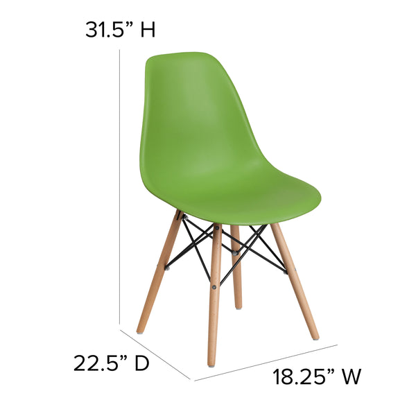Green |#| Green Plastic Chair with Wooden Legs - Hospitality Seating - Side Chair