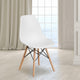 White |#| White Plastic Chair with Wooden Legs - Hospitality Seating - Side Chair