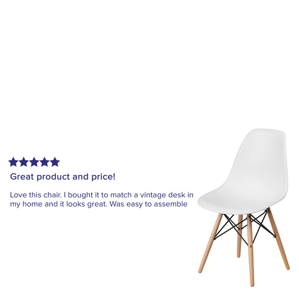 White |#| White Plastic Chair with Wooden Legs - Hospitality Seating - Side Chair