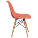 Peach |#| Peach Plastic Chair with Wooden Legs - Hospitality Seating - Side Chair