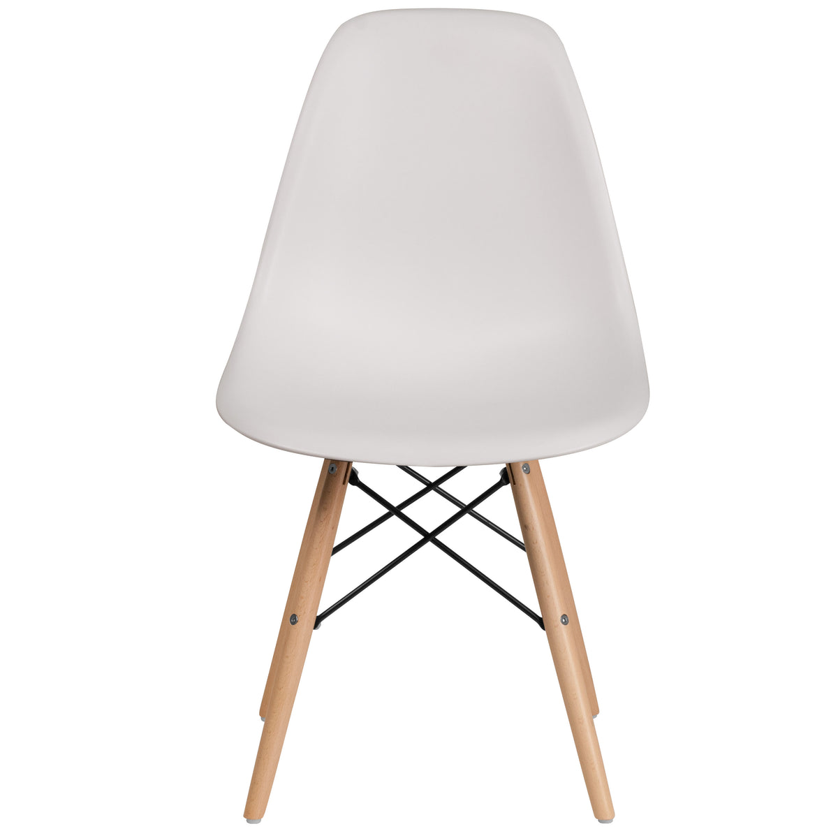 White |#| White Plastic Chair with Wooden Legs - Hospitality Seating - Side Chair