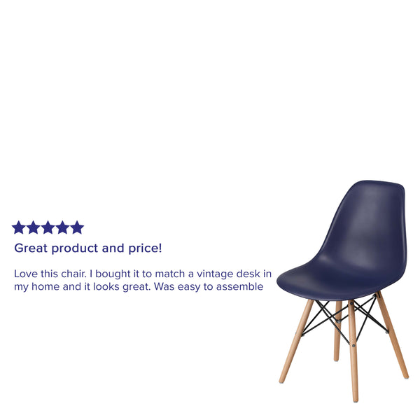 Navy |#| Navy Plastic Chair with Wooden Legs - Hospitality Seating - Side Chair