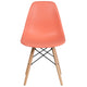 Peach |#| Peach Plastic Chair with Wooden Legs - Hospitality Seating - Side Chair