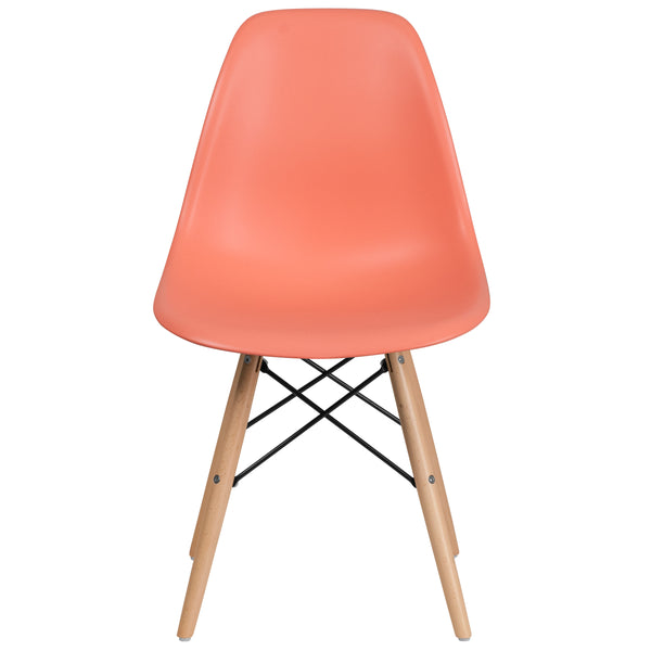 Moss Gray |#| Moss Gray Plastic Chair with Wooden Legs - Hospitality Seating - Side Chair
