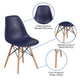 Navy |#| Navy Plastic Chair with Wooden Legs - Hospitality Seating - Side Chair