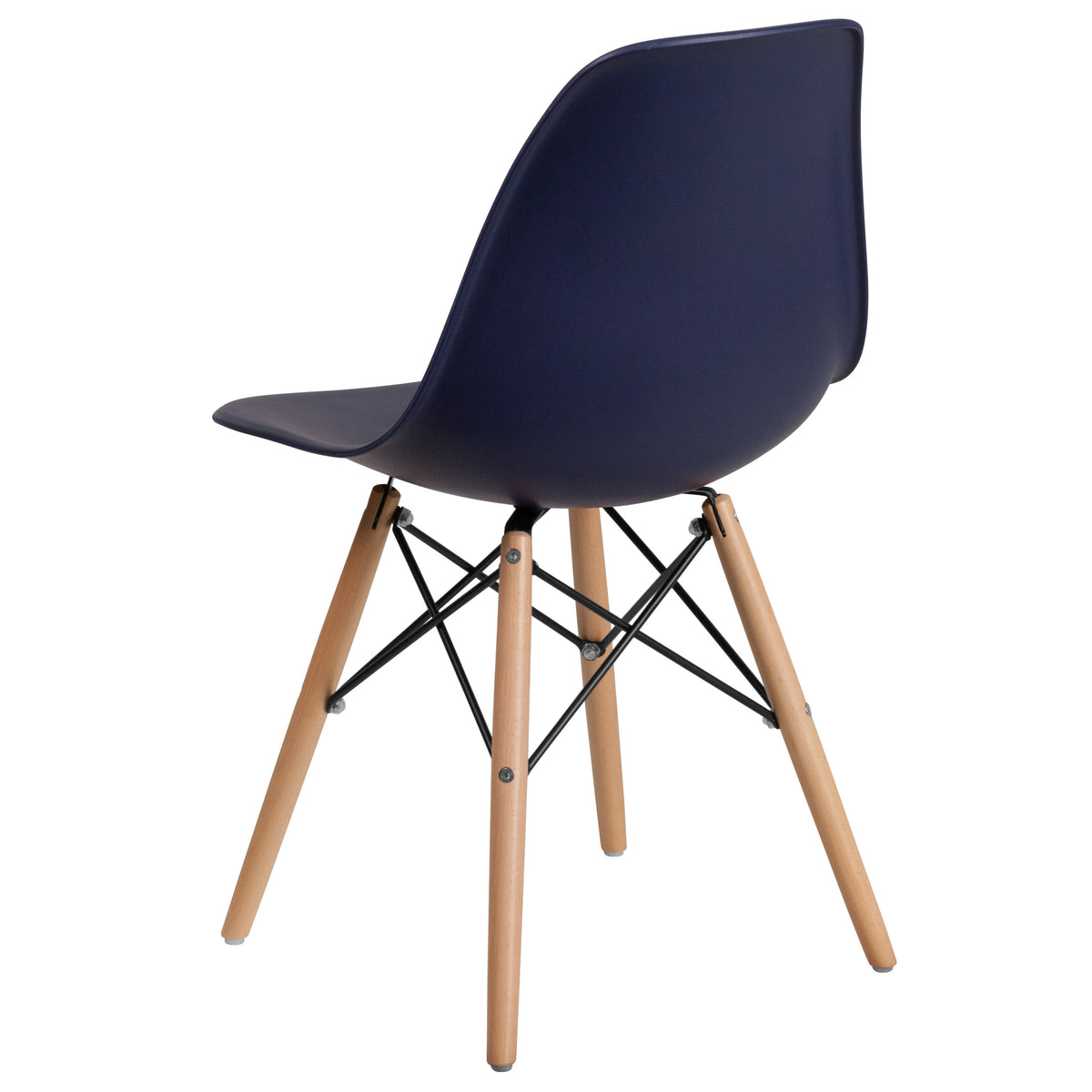 Navy |#| Navy Plastic Chair with Wooden Legs - Hospitality Seating - Side Chair