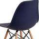 Navy |#| Navy Plastic Chair with Wooden Legs - Hospitality Seating - Side Chair