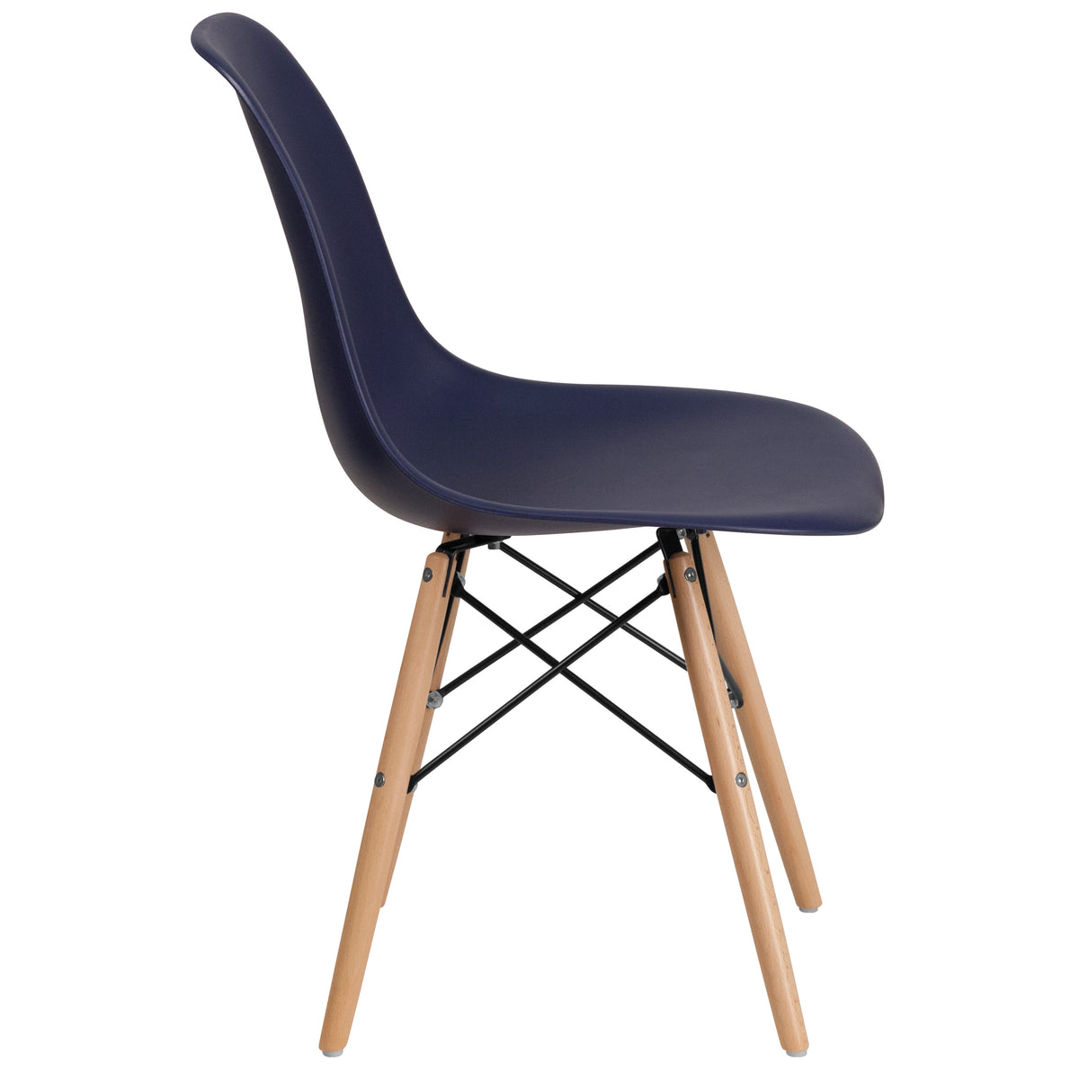 Navy |#| Navy Plastic Chair with Wooden Legs - Hospitality Seating - Side Chair