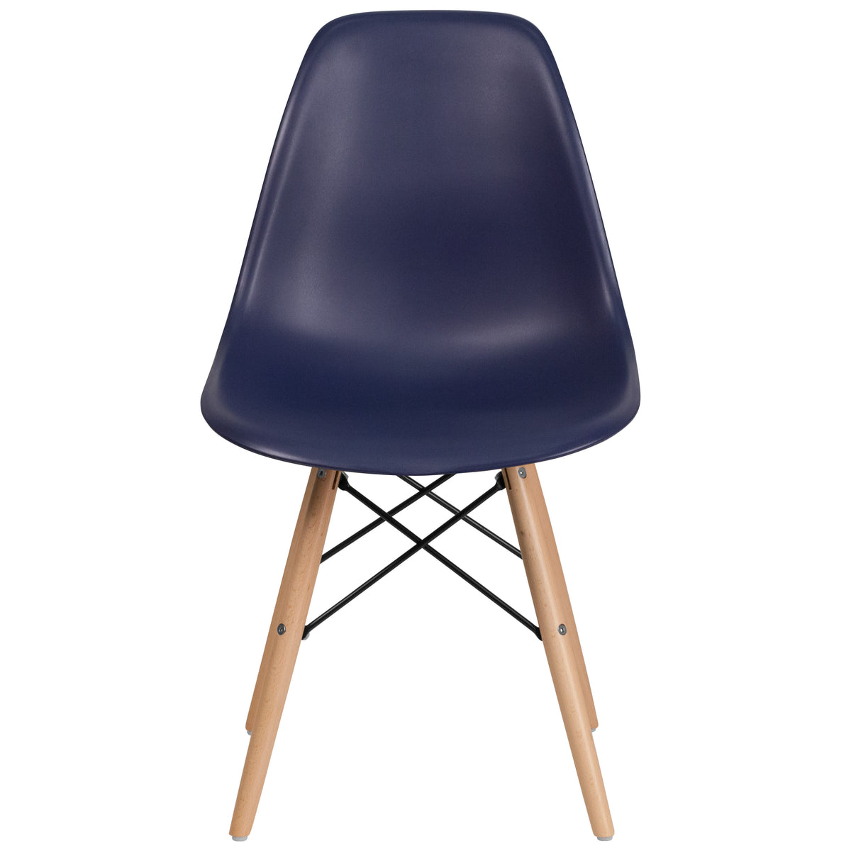 Navy |#| Navy Plastic Chair with Wooden Legs - Hospitality Seating - Side Chair