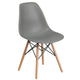 Moss Gray |#| Moss Gray Plastic Chair with Wooden Legs - Hospitality Seating - Side Chair