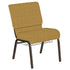 Embroidered 21''W Church Chair in Interweave Fabric with Book Rack - Gold Vein Frame