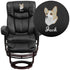 Black |#| EMB Black LeatherSoft Multi-Position Recliner &Curved Ottoman w/Mahogany Base