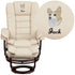 Beige |#| EMB Beige LeatherSoft Multi-Position Recliner &Ottoman w/Mahogany Wood Base