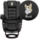 Black |#| EMB Black LeatherSoft Multi-Position Recliner &Ottoman w/Mahogany Wood Base