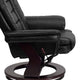 Black |#| EMB Black LeatherSoft Multi-Position Recliner &Ottoman w/Mahogany Wood Base