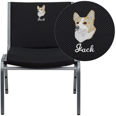 Embroidered HERCULES Series 1000 lb. Capacity Big & Tall Extra Wide Stack Chair with Ganging Bracket